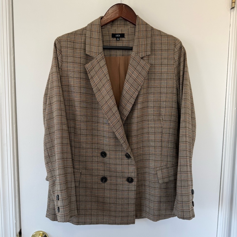 Tan Plaid Blazer | Classic & Polished